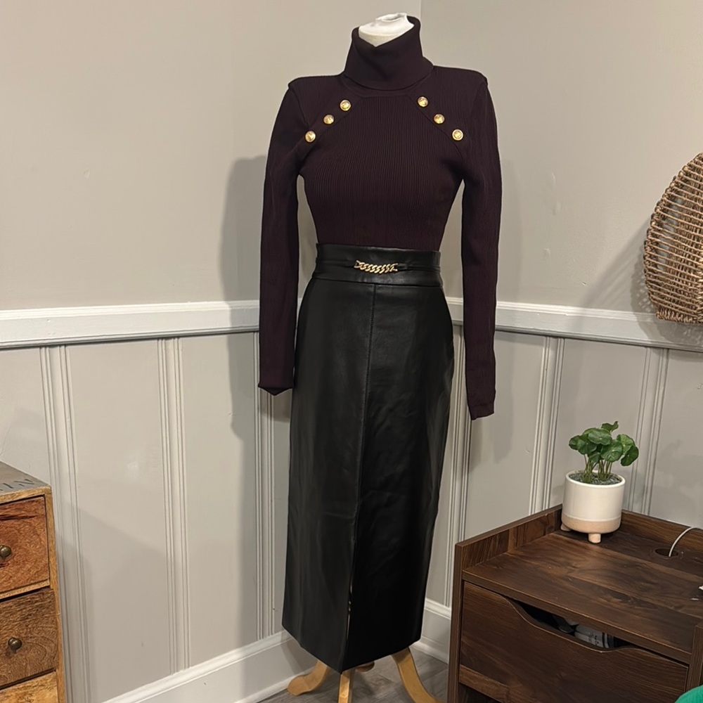Ann Taylor Black and Gold Pencil Maxi Skirt